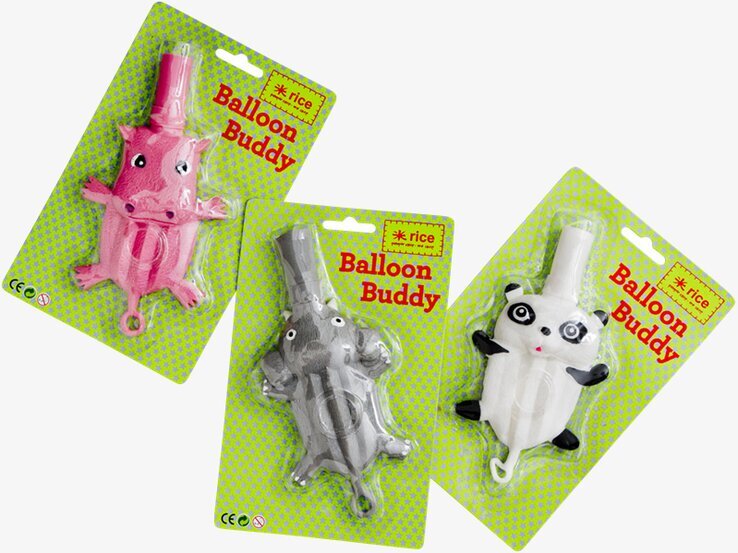 Ballongboll Flodhäst från Rice i rosa, grå och vit färg