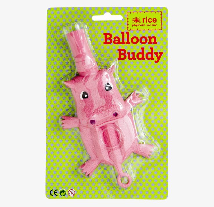 Ballongboll Flodhäst från Rice i rosa med leende ansikte