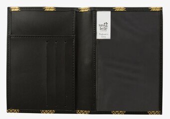 Bild av stilrent passfodral med gyllene detaljer