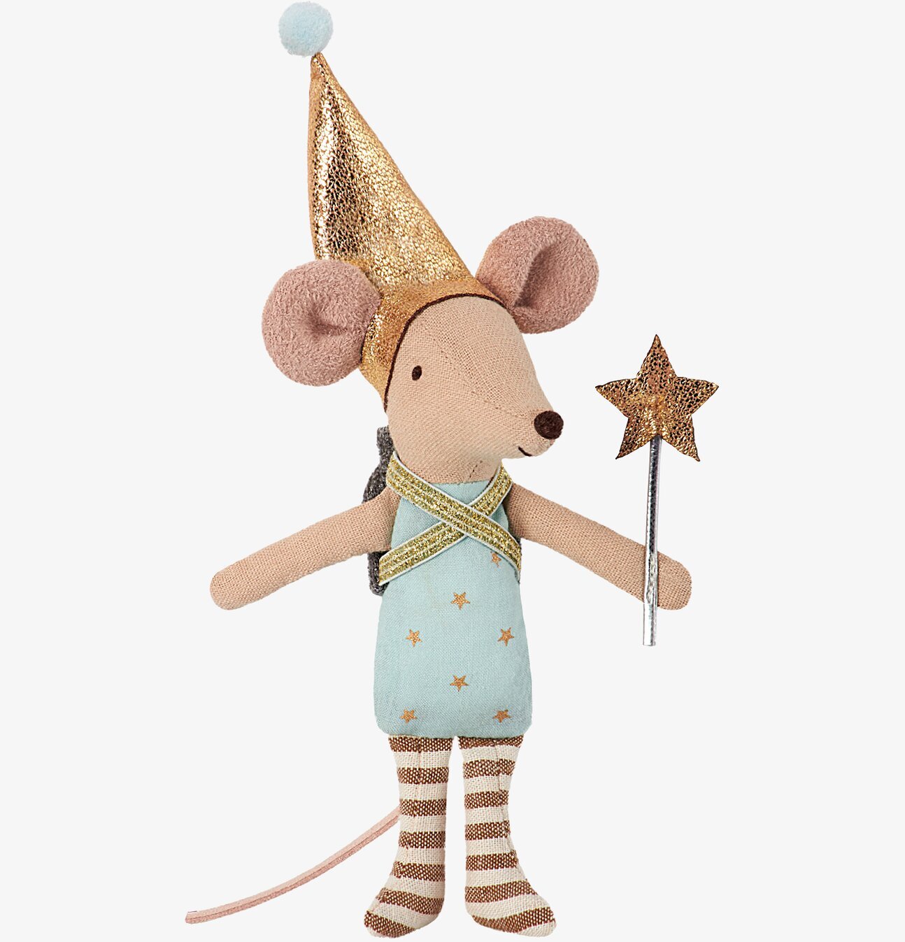 Tooth Fairy In Box från Maileg i blå klänning och guldhatt