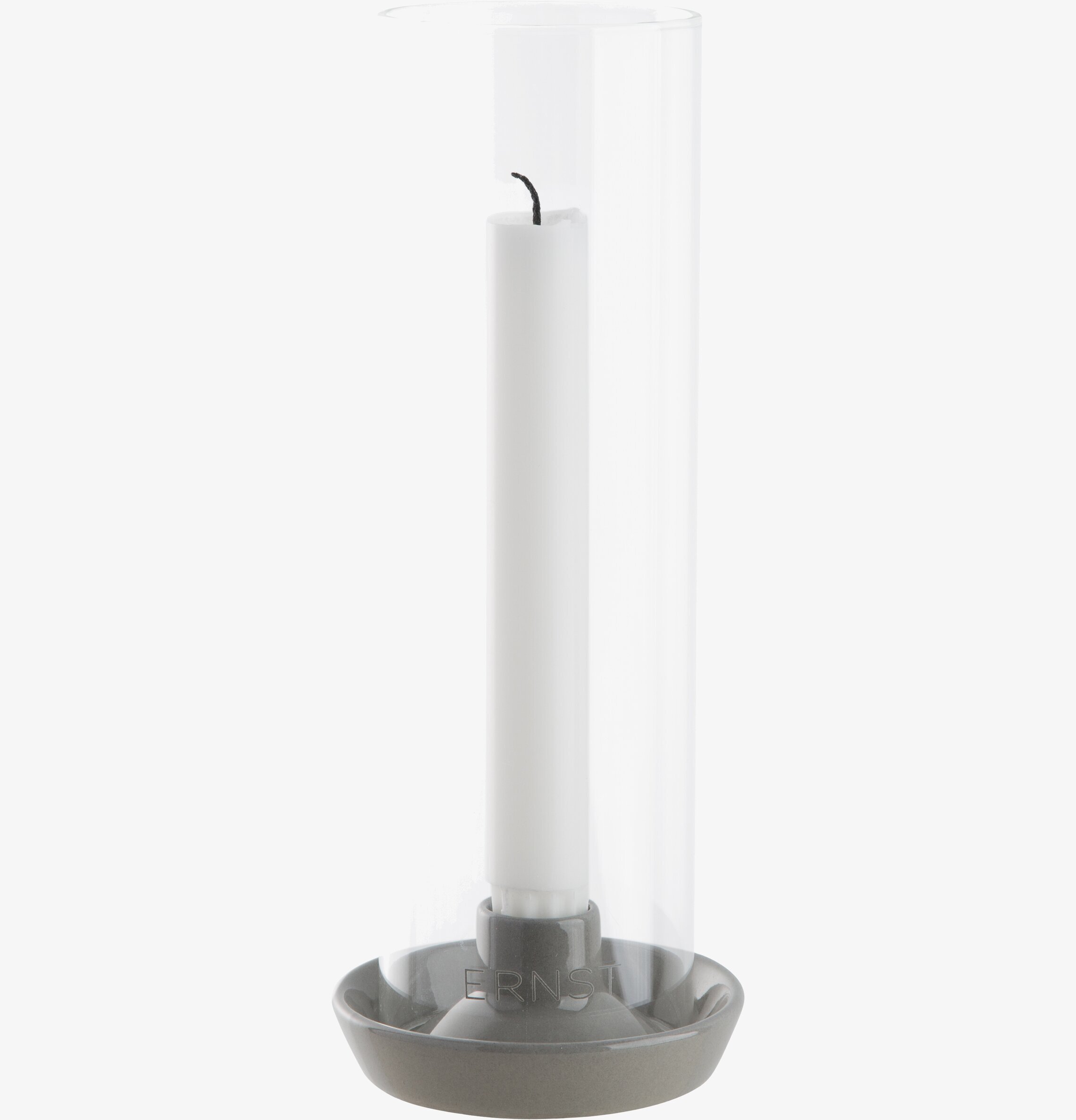 Ljusstake Stengods Med Glas Grå från Ernst, elegant design