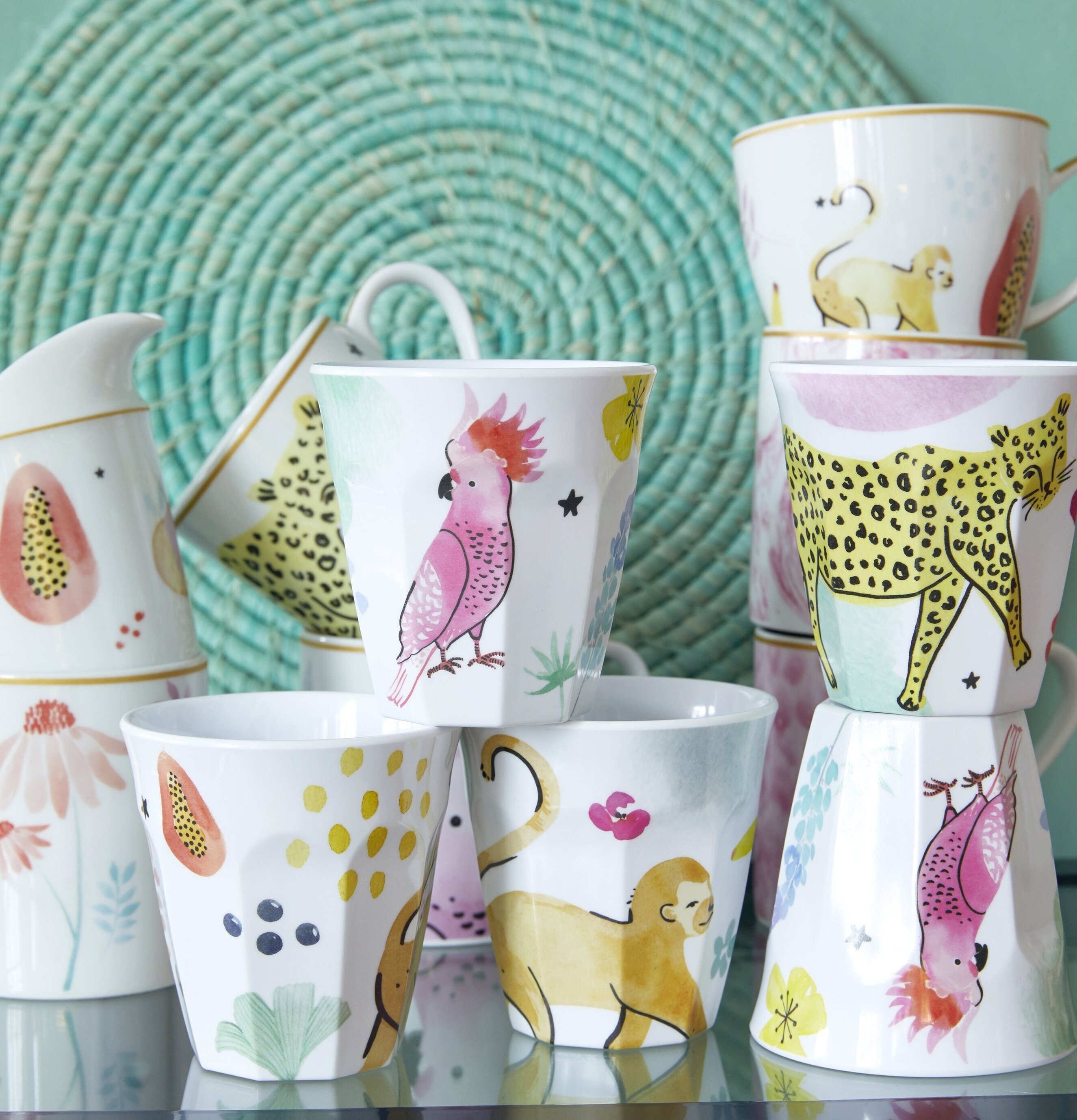 Mugg Leopard Print från Rice i färgstarkt arrangemang
