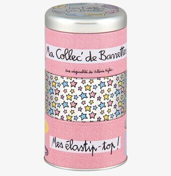 Bild av cylinderformad plåtburk för håraccessoarer