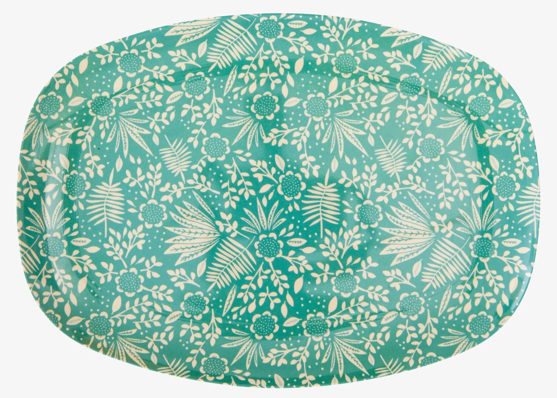 Tallrik Fern & Flower Print från Rice med naturmönster