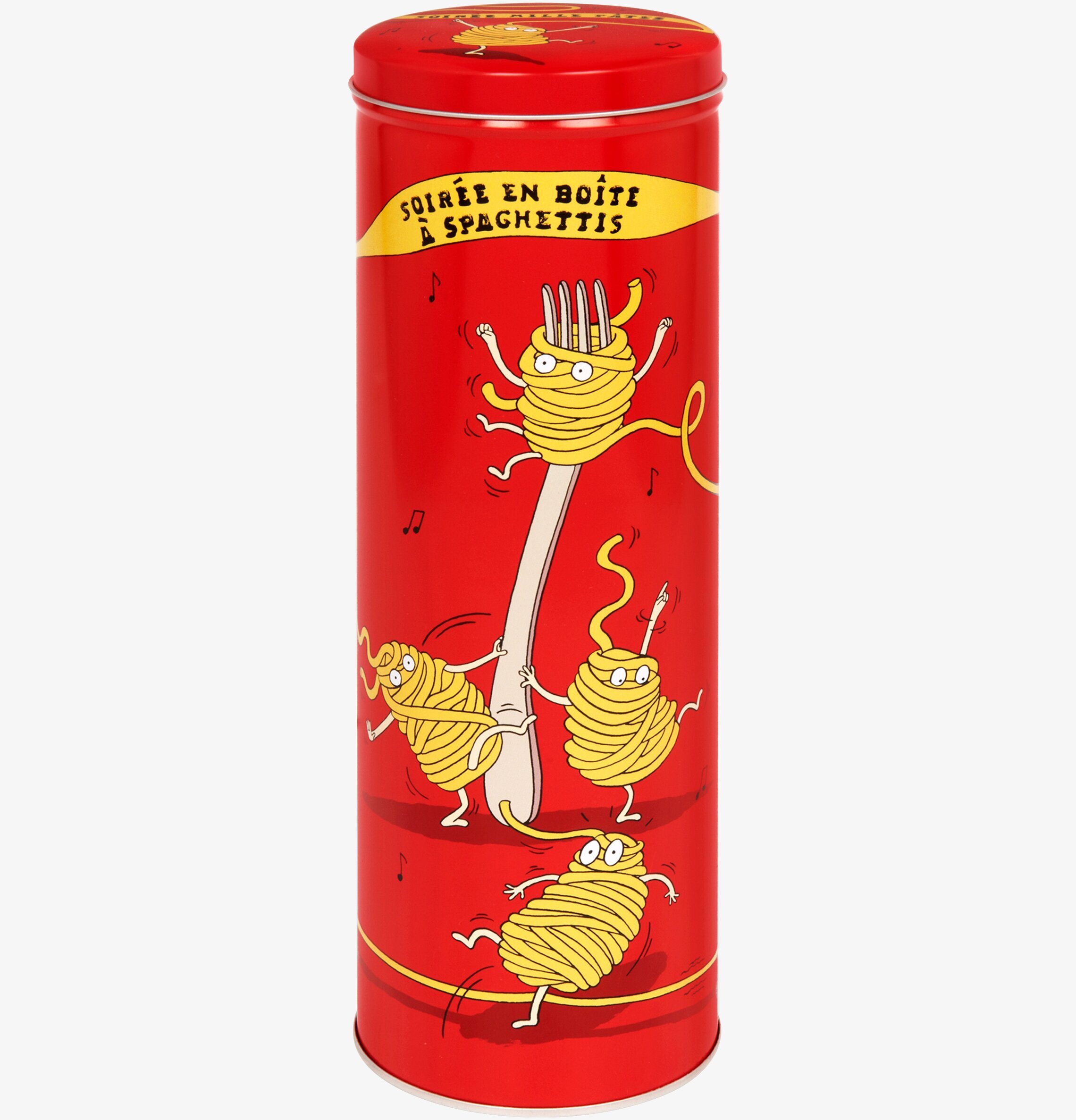 Bild av livfullt designad plåtburk för spaghetti
