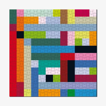 Bild av färgstarkt pussel med geometriska former och färger