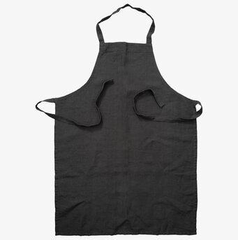 Bild på stilrent och praktiskt linneförkläde i grått