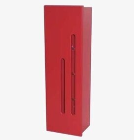 Foto av rött nyckelskåp med modern och stilren design