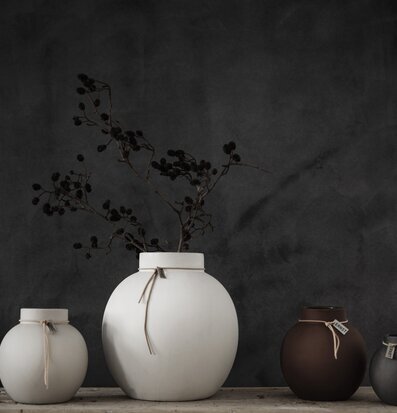 Foto av eleganta stengodsvaser i harmonisk uppställning