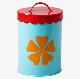 Bild av livfull plåtburk med retrostil och praktisk design