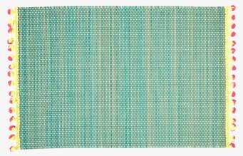 Bild av färgglatt bordsunderlägg med pom pom-detaljer