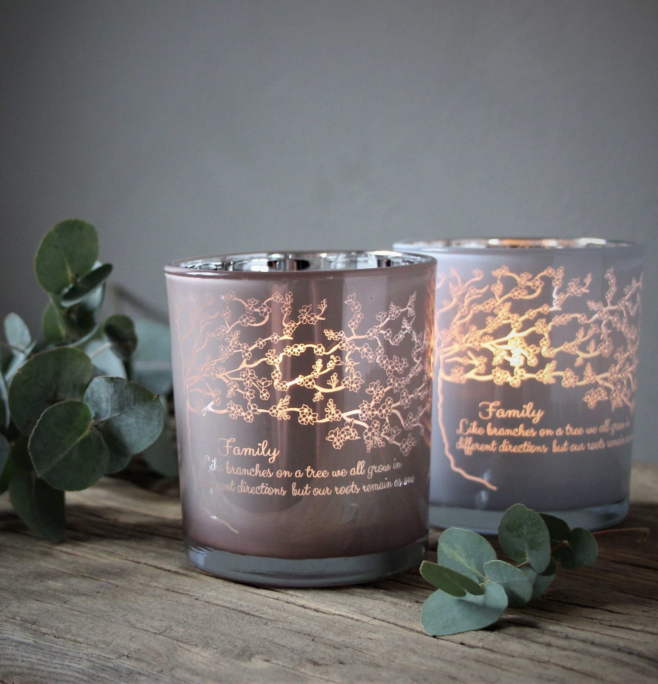 Ljuslykta - Family Tree Rosa från Majas Cottage på träyta