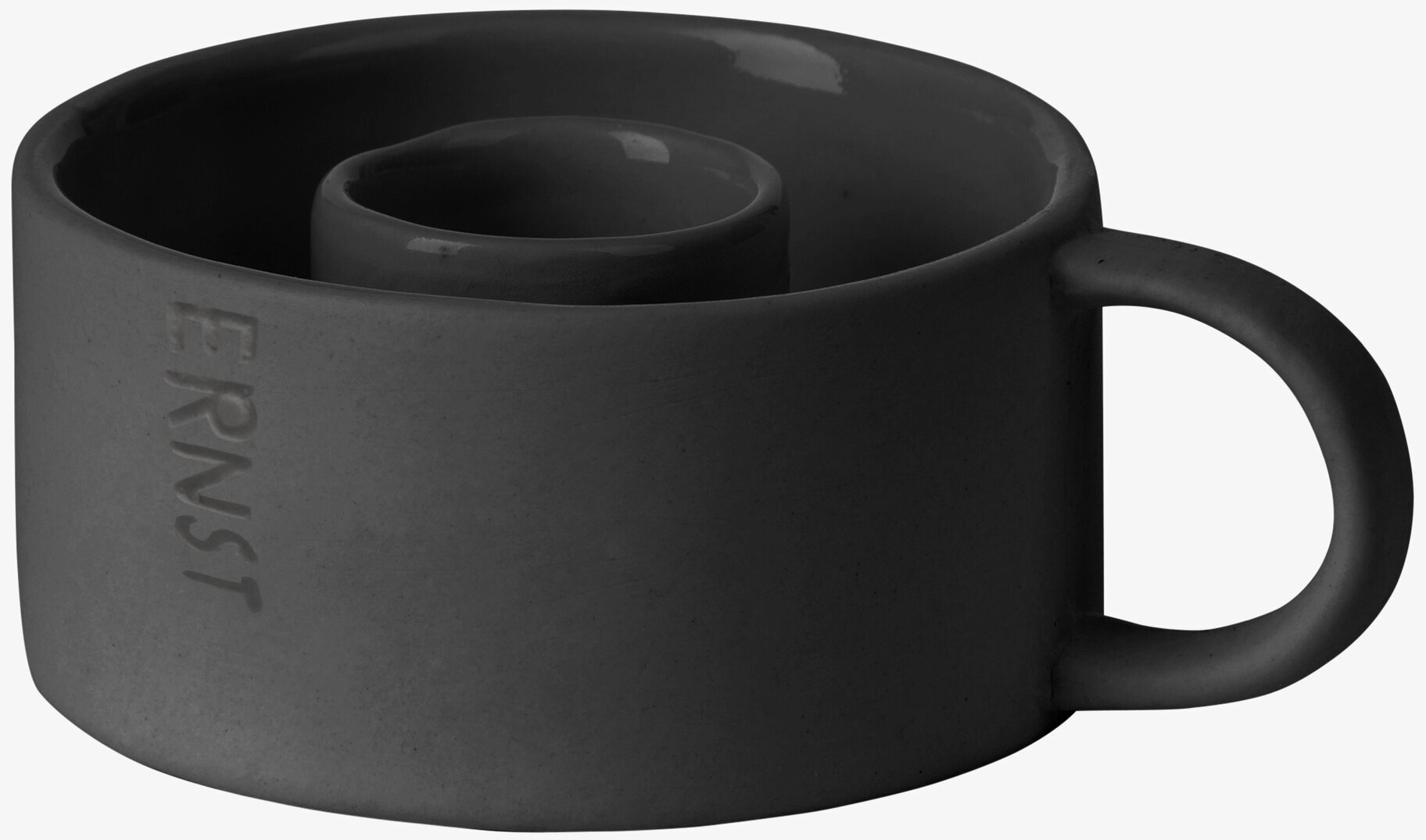 Foto av stilren ljusstake för kronljus i mörkgrå keramik