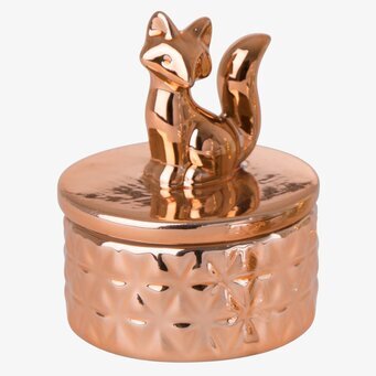 Foto av elegant porslinssmyckesbox med rävdetalj