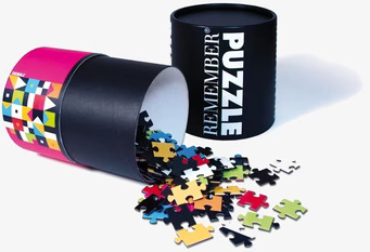 Bild av stilfullt designad förpackning med pusselbitar