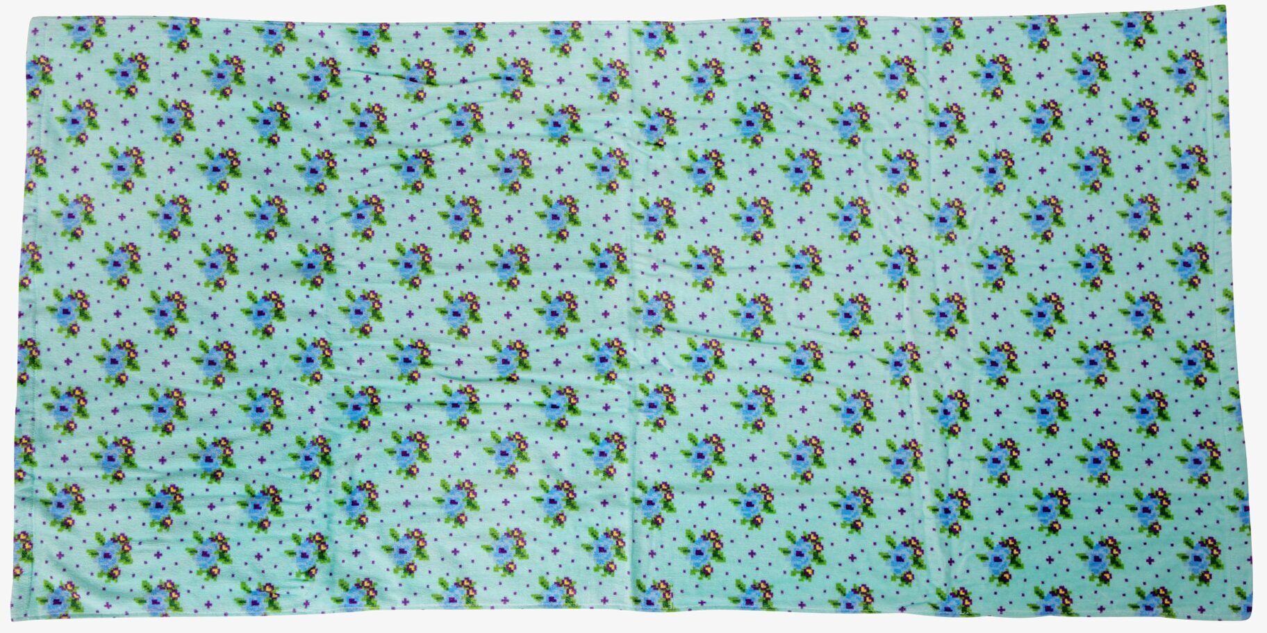 Badhandduk Cross Stitch Mint från Rice med lekfullt mönster