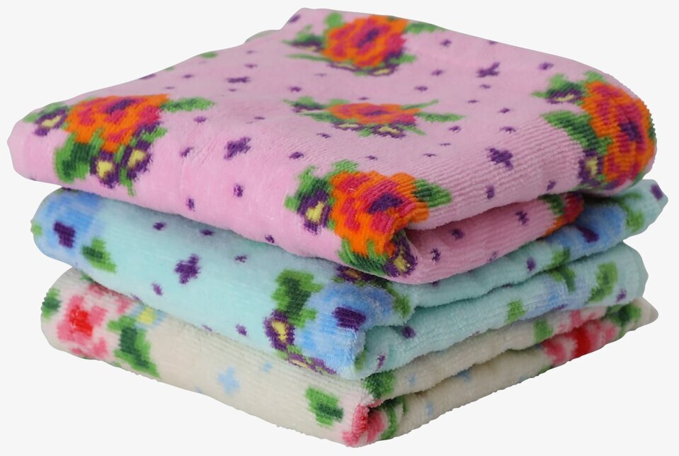 Tvättlapp Cross Stitch från Rice i tre färgglada varianter