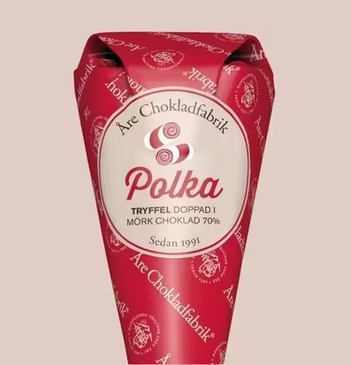 Bild av elegant designad chokladstrut med polkatryffel