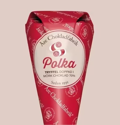 Bild av elegant designad chokladstrut med polkatryffel