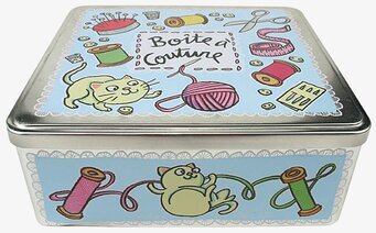 Bild av charmig ljusblå burk med syrelaterade motiv