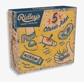 Bild av färgglad retroförpackning med klassiska skämt