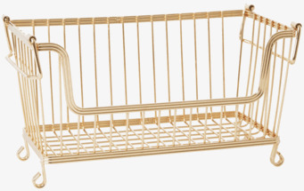 Foto av elegant gyllene trådkorg för praktisk förvaring