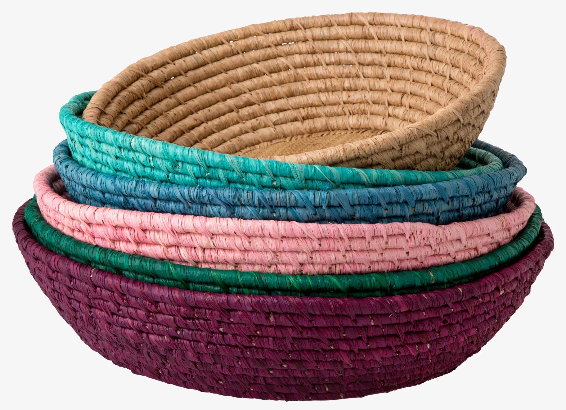 Bröd/Förvaringskorgar från Rice i olika färger, staplade