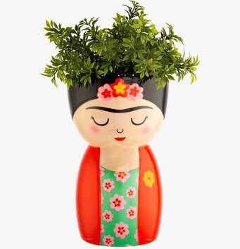 Bild av charmig och färgrik vas inspirerad av Frida Kahlo