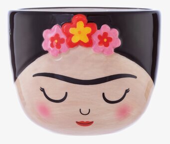 Foto av en unik minikruka inspirerad av Frida Kahlo