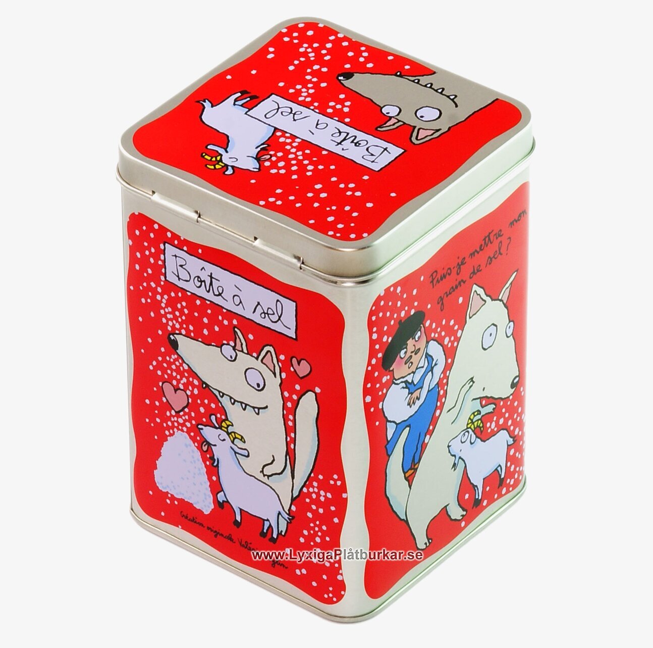 Plåtburk Salt röd från Derriére la porte med lekfull design