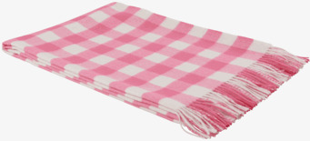 Bild av en färgglad och modern pläd med fransar