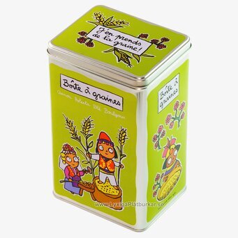 Bild av färgglad plåtburk med retro-design och funktion