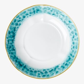 Bild av stilfull pastaskål med turkos och gul design
