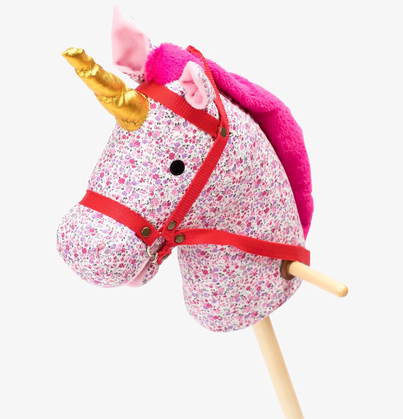 Käpphäst Enhörning från Rice med blommigt mönster och horn