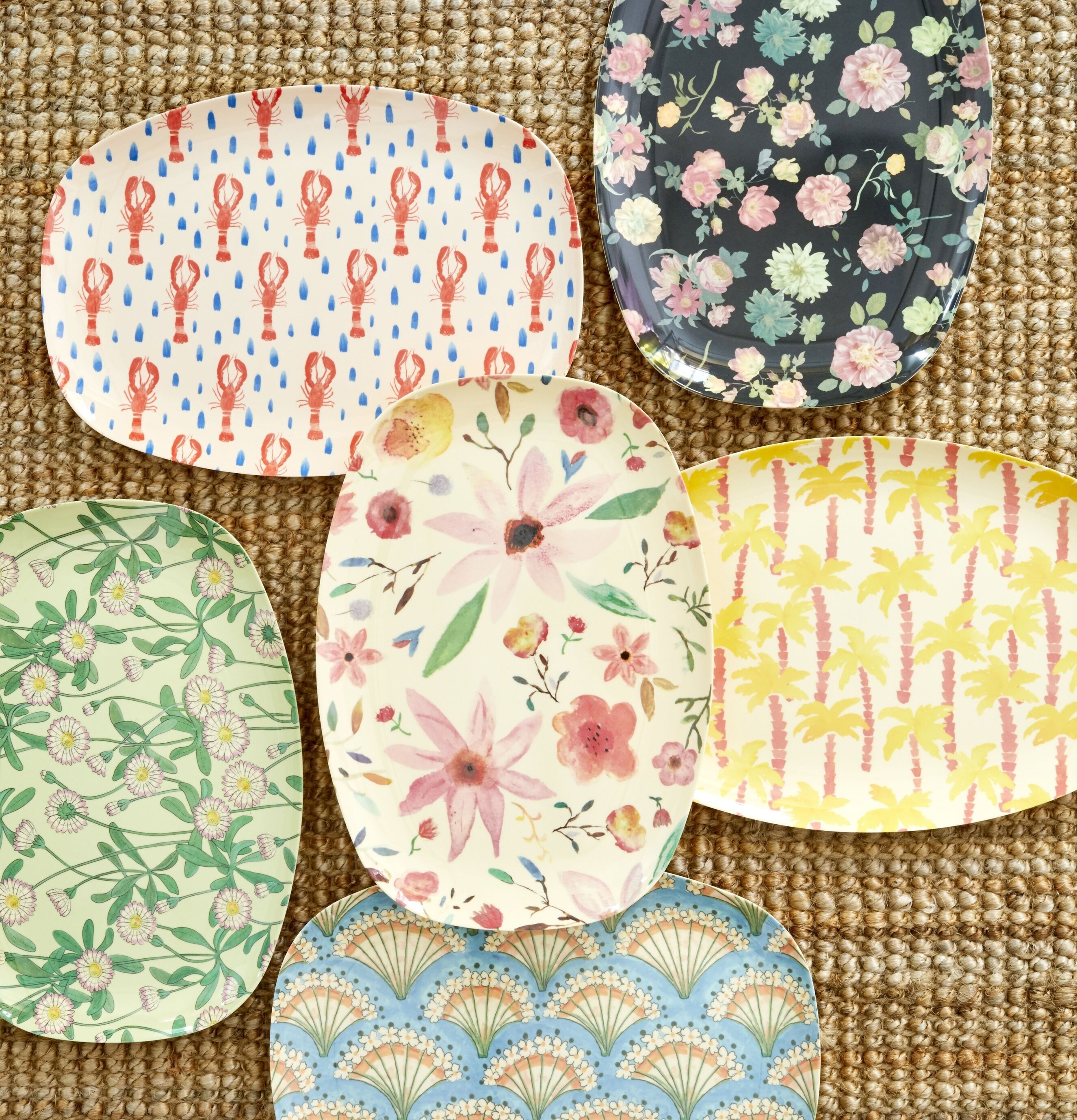 Tallrik Palm Tree Print från Rice med tropiskt mönster