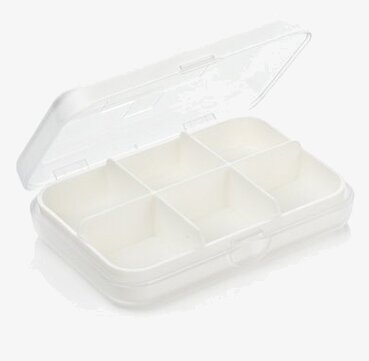 Pillerask Vit från Worldwide Co med sex fack och klicklås