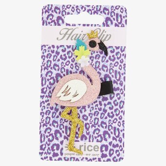 Bild av hårspänne med flamingo och leopardmönster