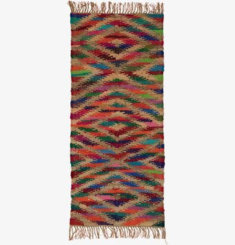 Bild av livfull bomullsmatta med geometriska mönster