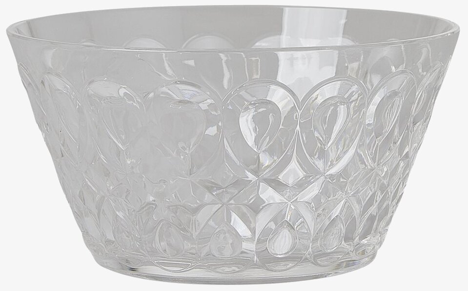 Bild av elegant klarglas skål med hjärtformat mönster