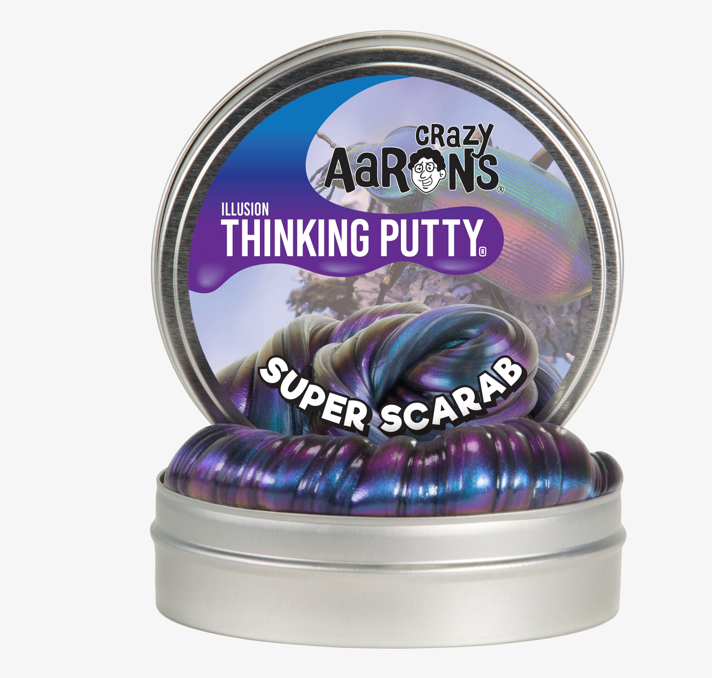 Bild av färgstark och formbar putty i metallburk