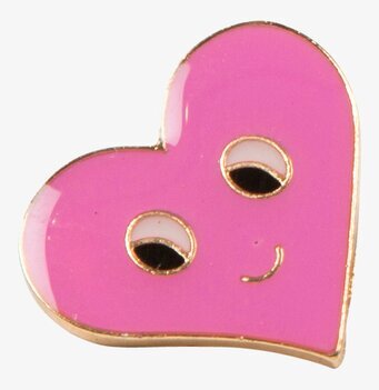 Bild av lekfull nål med rosa hjärta och gyllene kant