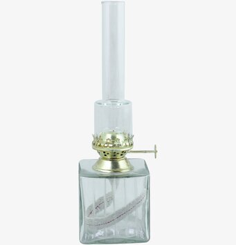 Foto av tidlös fotogenlampa med mässingsdetaljer