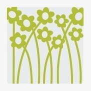 Foto av limegrön disktrasa med blommönster i köket