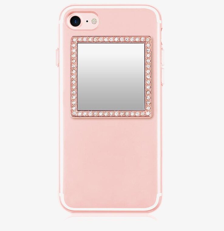 Phone Mirror - Rose Gold Crystals från iDecoz på vit bakgrund