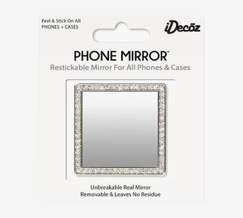 Bild av rektangulär spegel med silvriga kristaller