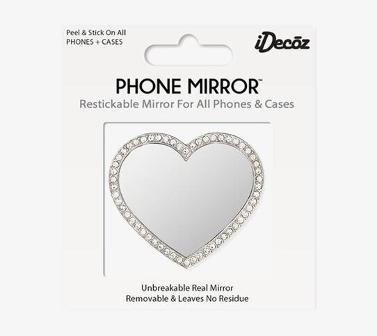 Phone Mirror - Silver Heart Crystals från iDecoz
