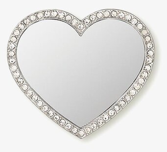 Bild av hjärtformad spegel med glittrande kristaller