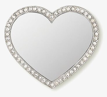 Phone Mirror - Silver Heart Crystals från iDecoz på vit bakgrund