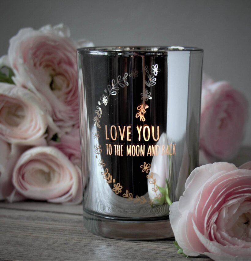 Ljuslykta - Moon Silver från Majas Cottage med rosor