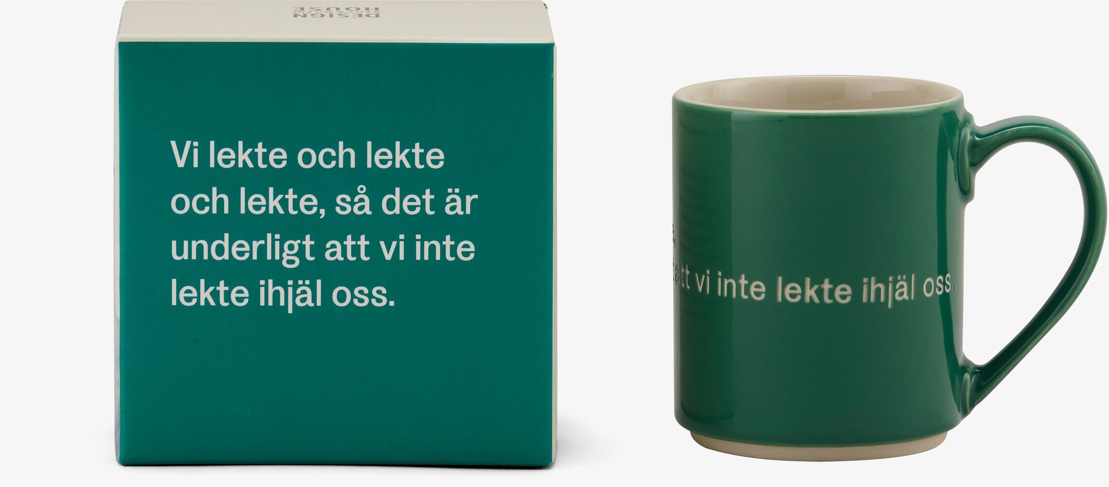Bild på mugg med citat och elegant förpackning